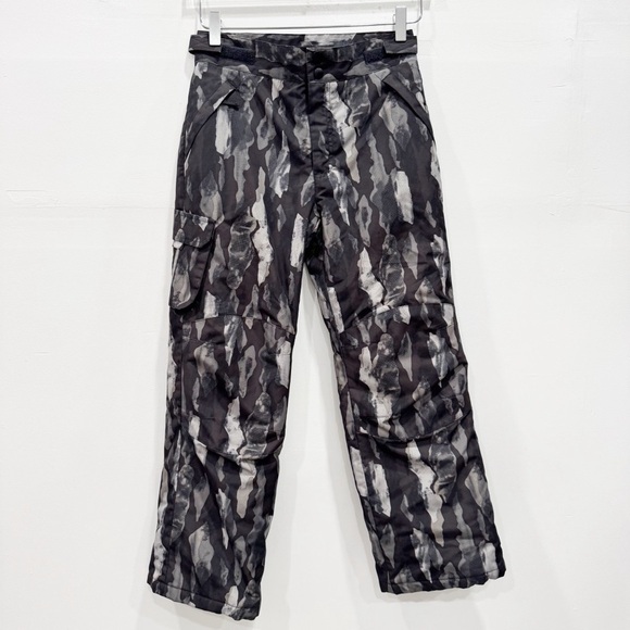 Slalom Camo Print Snow Ski Pants Black Grey Large 10-12 - Picture 1 of 6